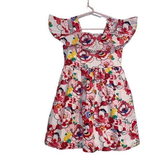 Janie and Jack Other - Janie and Jack Girls Floral Cold Shoulder Dress Size 4 Flowers White Pink Cute